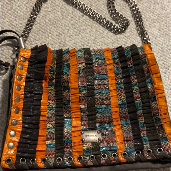 Jimmy Choo ruched snake skin bag